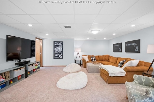 137 Summit Ridge Rd, Hurricane, WV 25526 - carpeted living area with a drop ceiling and recessed lighting