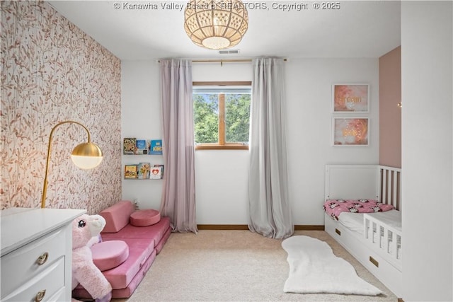137 Summit Ridge Rd, Hurricane, WV 25526 - carpeted bedroom featuring wallpapered walls and baseboards