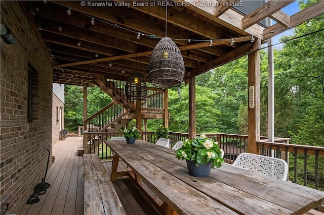 137 Summit Ridge Rd, Hurricane, WV 25526 - wooden deck with outdoor dining space and stairs