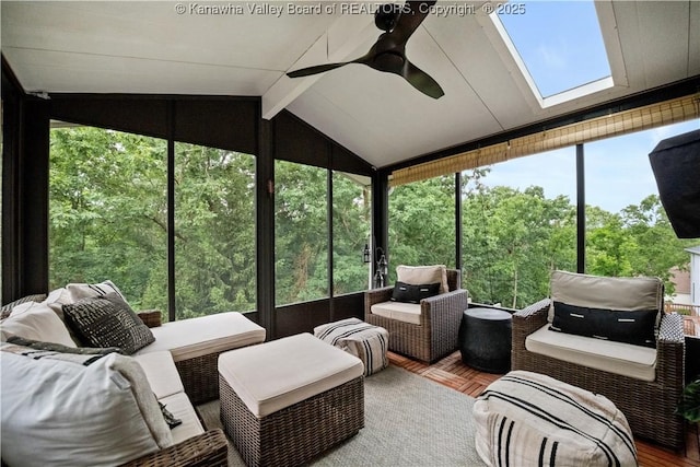 137 Summit Ridge Rd, Hurricane, WV 25526 - sunroom featuring a ceiling fan and an outdoor hangout area
