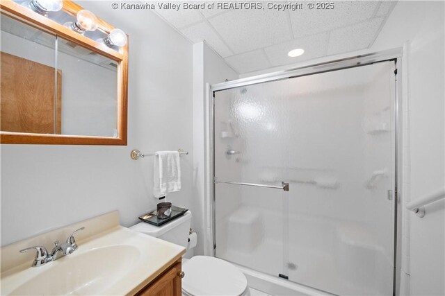 137 Summit Ridge Rd, Hurricane, WV 25526 - full bathroom with a shower stall, vanity, and a drop ceiling