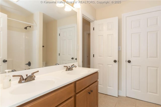 705 Christian Dr, Charleston, WV 25314 - full bath with tile patterned flooring and double vanity