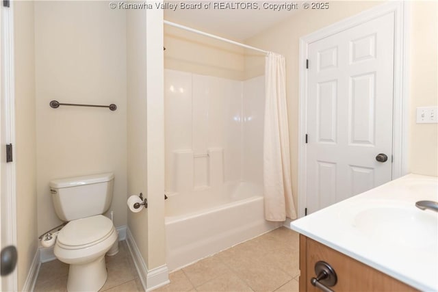 705 Christian Dr, Charleston, WV 25314 - bathroom with vanity, tile patterned floors, and shower / bath combo
