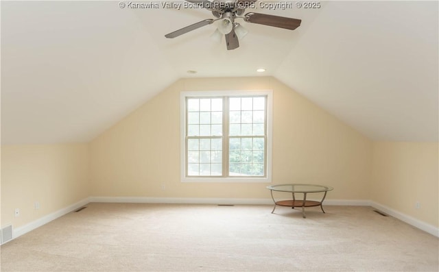 705 Christian Dr, Charleston, WV 25314 - bonus room featuring carpet, vaulted ceiling, and ceiling fan