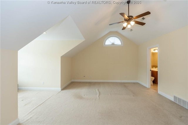 705 Christian Dr, Charleston, WV 25314 - additional living space with carpet floors, lofted ceiling, and ceiling fan