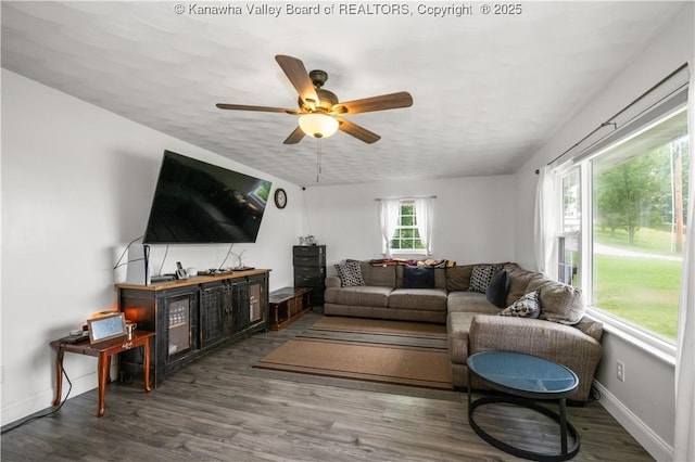 733 Divide Ridge Rd, Given, WV 25245 - living area with wood finished floors and ceiling fan