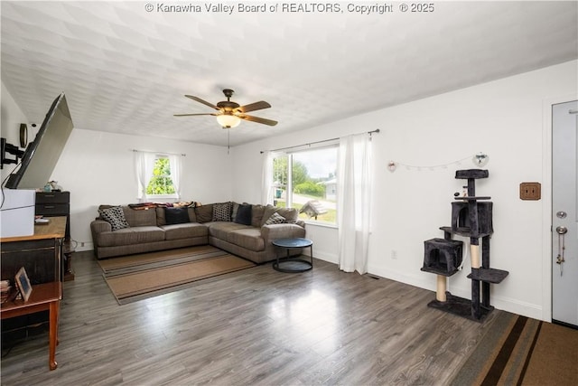 733 Divide Ridge Rd, Given, WV 25245 - living area with wood finished floors and a ceiling fan