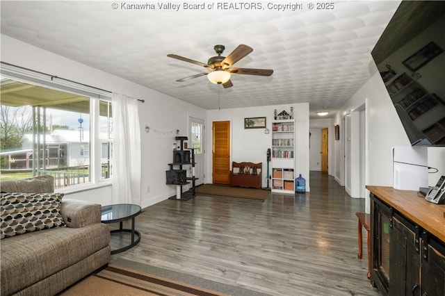 733 Divide Ridge Rd, Given, WV 25245 - living area with wood finished floors and ceiling fan