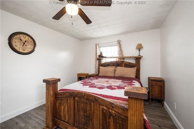 733 Divide Ridge Rd, Given, WV 25245 - bedroom with dark wood-style floors and ceiling fan