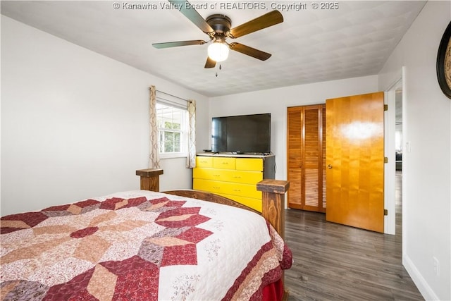 733 Divide Ridge Rd, Given, WV 25245 - bedroom featuring dark wood-style flooring and a ceiling fan