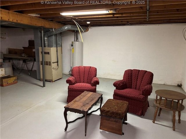 123 2nd St, Burnsville, WV 26335 - unfinished basement featuring gas water heater and heating unit
