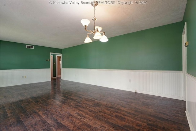 2620 Bard Ave, Saint Albans, WV 25177 - spare room featuring wood-type flooring, a wainscoted wall, and a chandelier