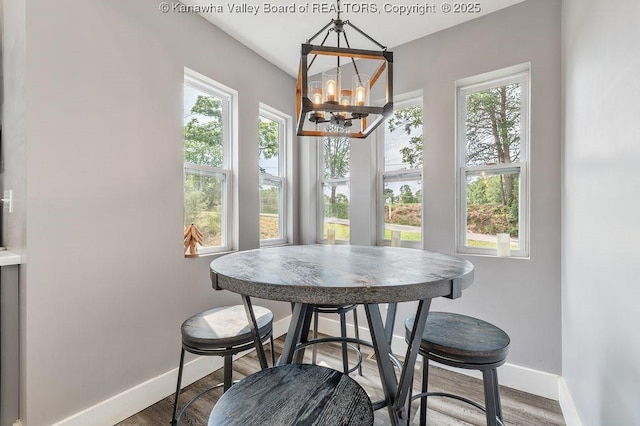 4862 Mont Union Rd, Fraziers Bottom, WV 25082 - dining room with plenty of natural light, a chandelier, and wood finished floors
