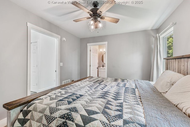 4862 Mont Union Rd, Fraziers Bottom, WV 25082 - bedroom with ensuite bath and ceiling fan