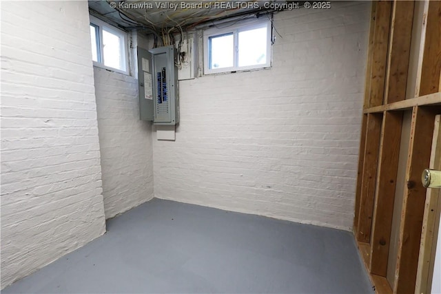 927 Ridgemont Rd, Charleston, WV 25314 - basement featuring electric panel and brick wall