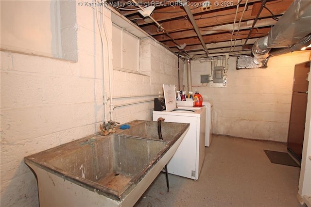 4312 Lancaster Ave, Charleston, WV 25304 - unfinished basement with independent washer and dryer and electric panel