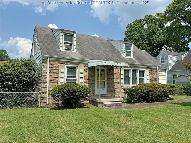 4312 Lancaster Ave, Charleston, WV 25304 - new england style home with stone siding, a shingled roof, and cooling unit