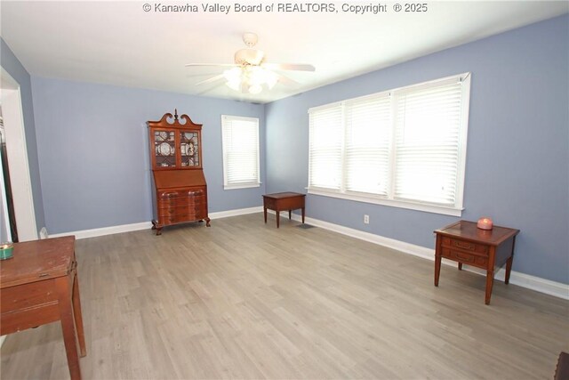 4312 Lancaster Ave, Charleston, WV 25304 - sitting room featuring a ceiling fan and light wood-style flooring