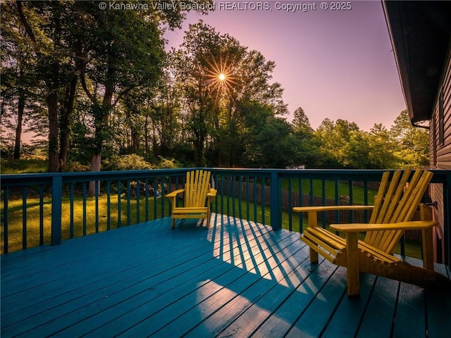 150 Timberlake Cir, Scott Depot, WV 25560 - wooden deck featuring a yard and view of wooded area