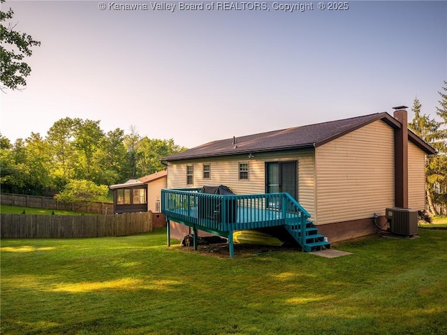 150 Timberlake Cir, Scott Depot, WV 25560 - back of house featuring a wooden deck and a chimney
