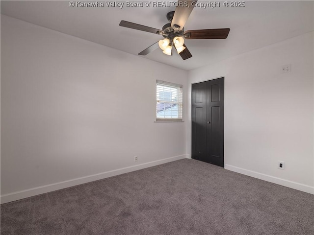 123 Dodd St, Poca, WV 25159 - carpeted empty room with baseboards and ceiling fan