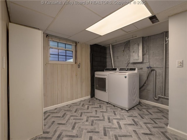 123 Dodd St, Poca, WV 25159 - laundry area featuring electric panel and washing machine and dryer