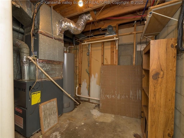 123 Dodd St, Poca, WV 25159 - utility room featuring water heater and heating unit