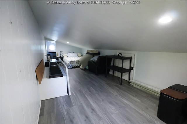 442 Porter Rd, Charleston, WV 25314 - bedroom featuring vaulted ceiling and wood finished floors