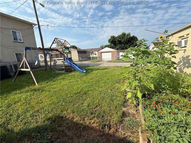 448 18th St, Dunbar, WV 25064 - view of yard featuring a playground and a detached garage
