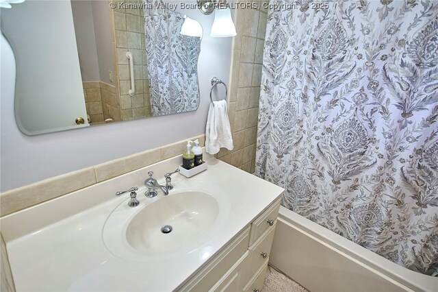 1501 Brentwood Rd, Charleston, WV 25314 - bathroom featuring vanity and shower / tub combo with curtain