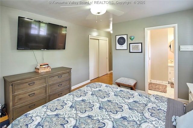 1501 Brentwood Rd, Charleston, WV 25314 - bedroom featuring a closet, ceiling fan, and wood finished floors