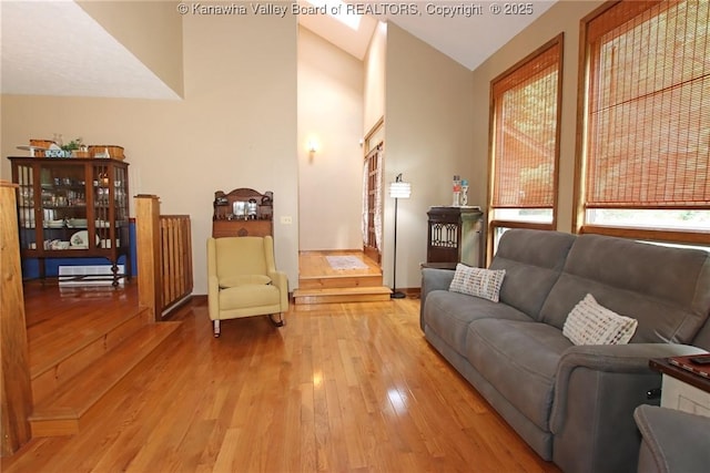 119 Falls Run Rd, Charleston, WV 25311 - living area with lofted ceiling and light wood-style floors