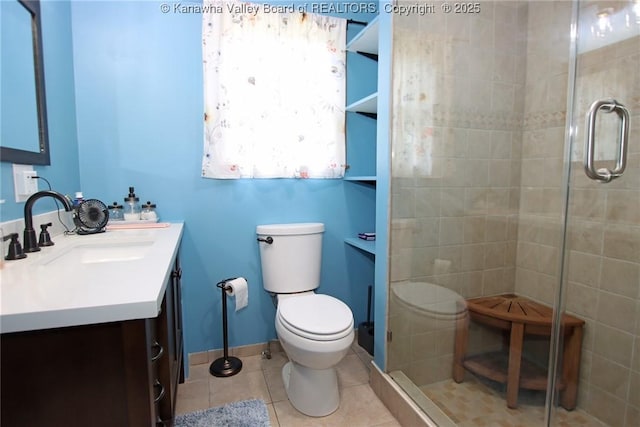 119 Falls Run Rd, Charleston, WV 25311 - bathroom with vanity, a shower stall, and tile patterned floors