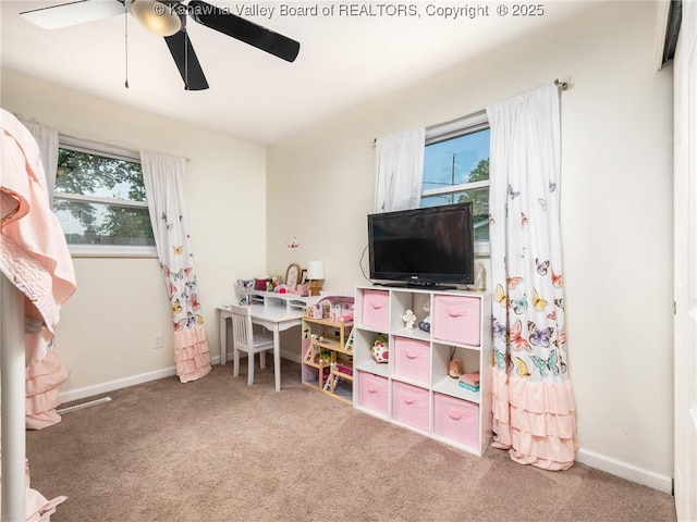 1105 Hollyberry Ln, South Charleston, WV 25309 - rec room with carpet floors and a ceiling fan