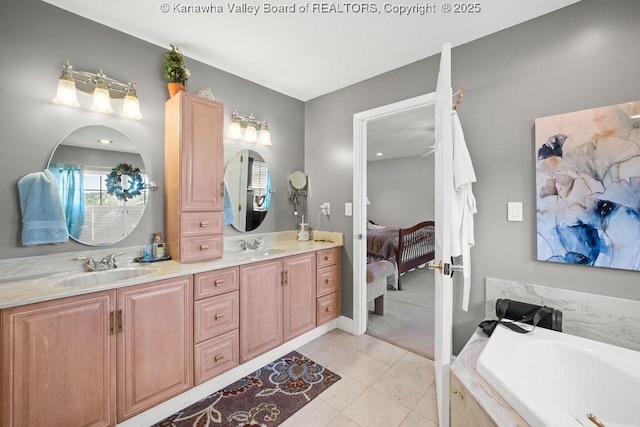 128 Westland Ests, Winfield, WV 25213 - ensuite bathroom featuring double vanity, a bath, and tile patterned flooring