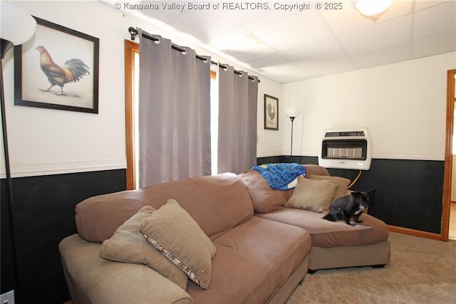 1255 Johns Creek Rd, Milton, WV 25541 - carpeted living room with heating unit