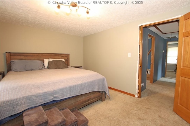 1255 Johns Creek Rd, Milton, WV 25541 - bedroom with attic access, a textured ceiling, and carpet floors