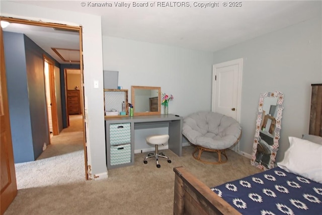 1255 Johns Creek Rd, Milton, WV 25541 - carpeted bedroom with attic access and baseboards