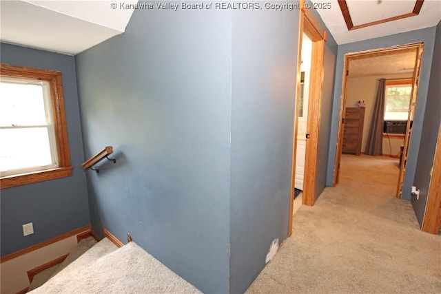 1255 Johns Creek Rd, Milton, WV 25541 - corridor featuring light colored carpet and an upstairs landing