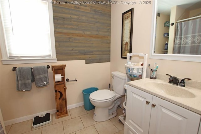 1255 Johns Creek Rd, Milton, WV 25541 - full bathroom with vanity, tile patterned floors, and curtained shower
