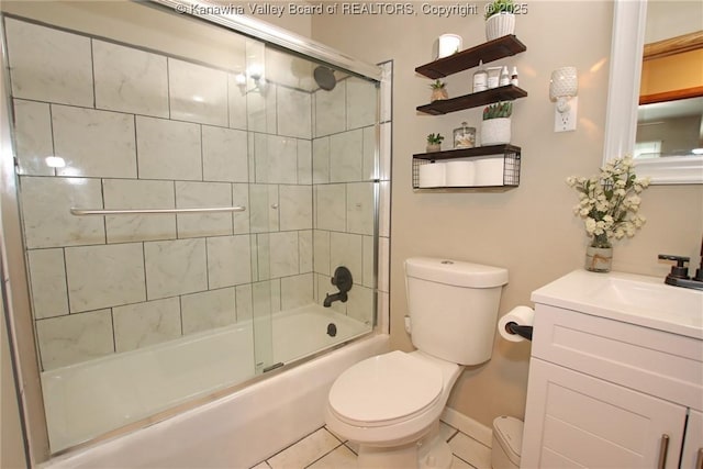 1412 Wilkie Dr, Charleston, WV 25314 - bathroom with vanity, shower / bath combination with glass door, and tile patterned flooring
