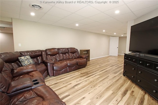 1412 Wilkie Dr, Charleston, WV 25314 - living area with light wood finished floors, a drop ceiling, and recessed lighting