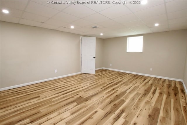 1412 Wilkie Dr, Charleston, WV 25314 - basement featuring a drop ceiling, light wood finished floors, and recessed lighting