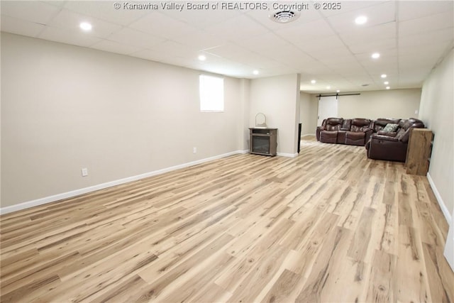 1412 Wilkie Dr, Charleston, WV 25314 - living area with light wood-style flooring, a drop ceiling, and recessed lighting