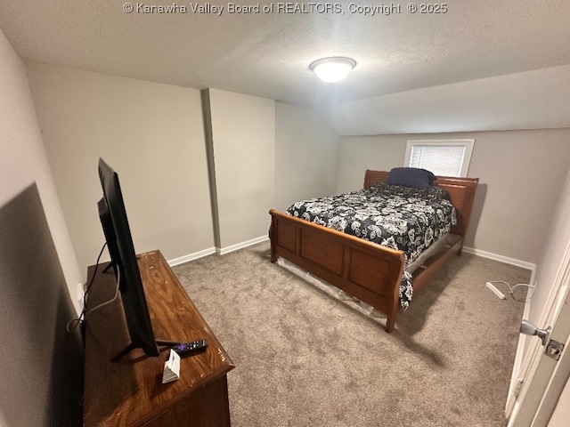 191 N Park Dr, Point Pleasant, WV 25550 - carpeted bedroom with a textured ceiling and vaulted ceiling