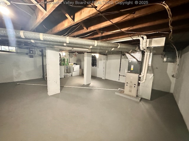 191 N Park Dr, Point Pleasant, WV 25550 - unfinished below grade area with washing machine and clothes dryer and heating unit