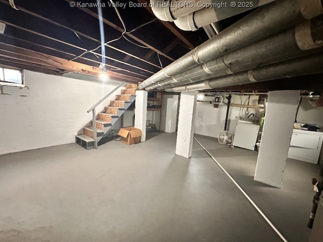 191 N Park Dr, Point Pleasant, WV 25550 - basement featuring washer / dryer and stairs