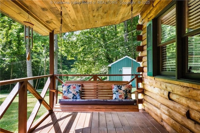 180 Tryphenia Rd, Hurricane, WV 25526 - wooden terrace with a storage shed