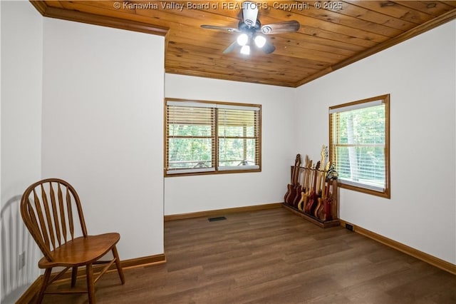 180 Tryphenia Rd, Hurricane, WV 25526 - empty room featuring wooden ceiling, healthy amount of natural light, ceiling fan, crown molding, and wood finished floors