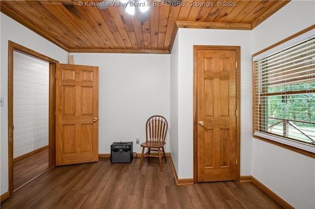 180 Tryphenia Rd, Hurricane, WV 25526 - sitting room with crown molding, wood finished floors, wood ceiling, and a ceiling fan